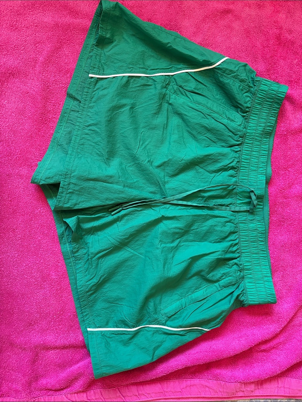 lululemon athletica Teal Green Drawstring Shorts with White Trim